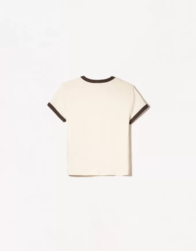 T-shirt a manica corta con stampa a contrasto