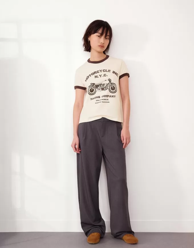 T-shirt a manica corta con stampa a contrasto