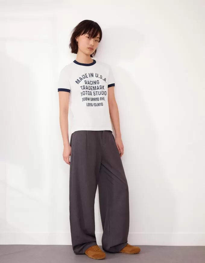 T-shirt a manica corta con stampa a contrasto