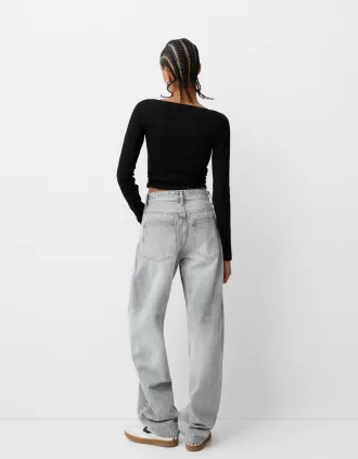 T-shirt a manica lunga con arricciatura sui lati