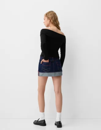 T-shirt a manica lunga con bottoni