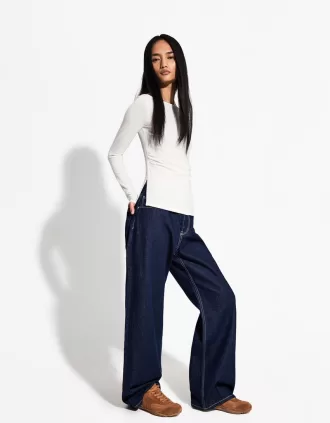 T-shirt a manica lunga con dettaglio arricciato