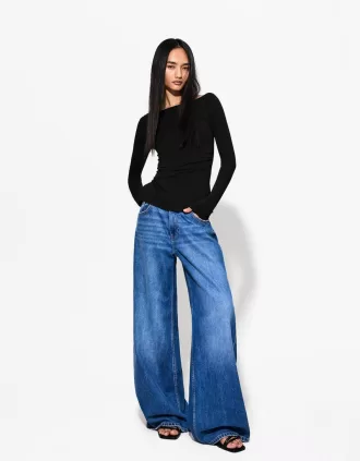 T-shirt a manica lunga con dettaglio arricciato