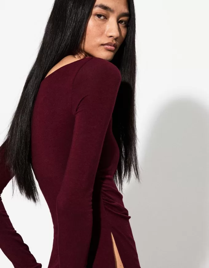 T-shirt a manica lunga con dettaglio arricciato