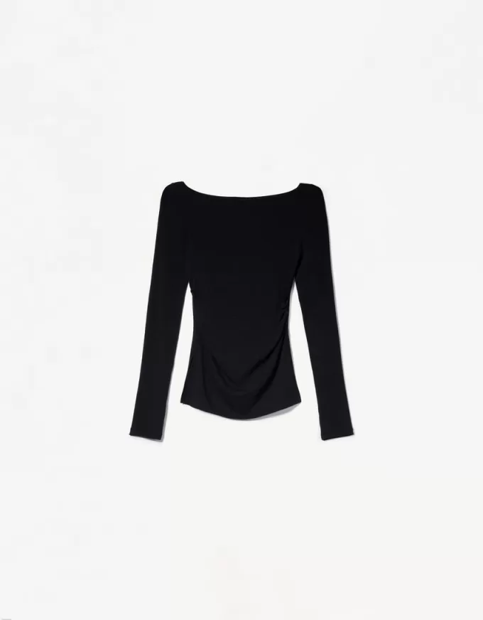 T-shirt a manica lunga con dettaglio arricciato