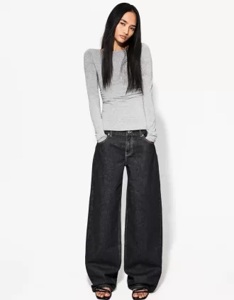 T-shirt a manica lunga con dettaglio arricciato