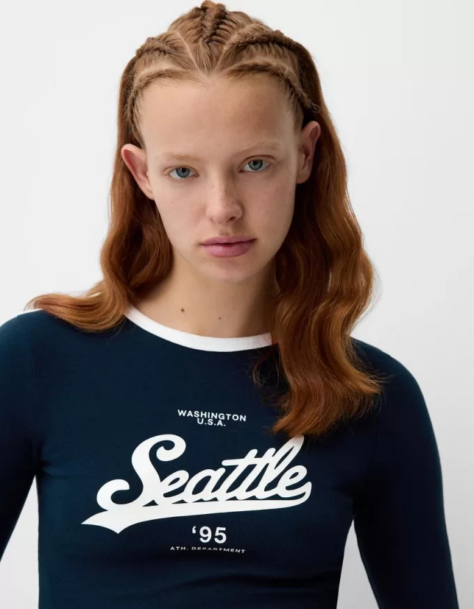 T-shirt a manica lunga con stampa