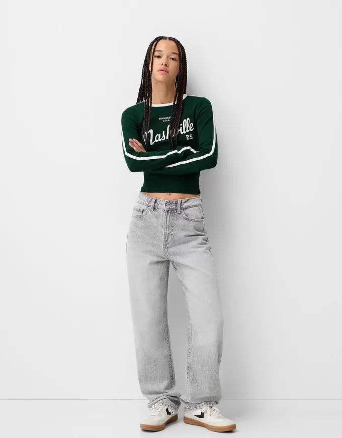 T-shirt a manica lunga con stampa