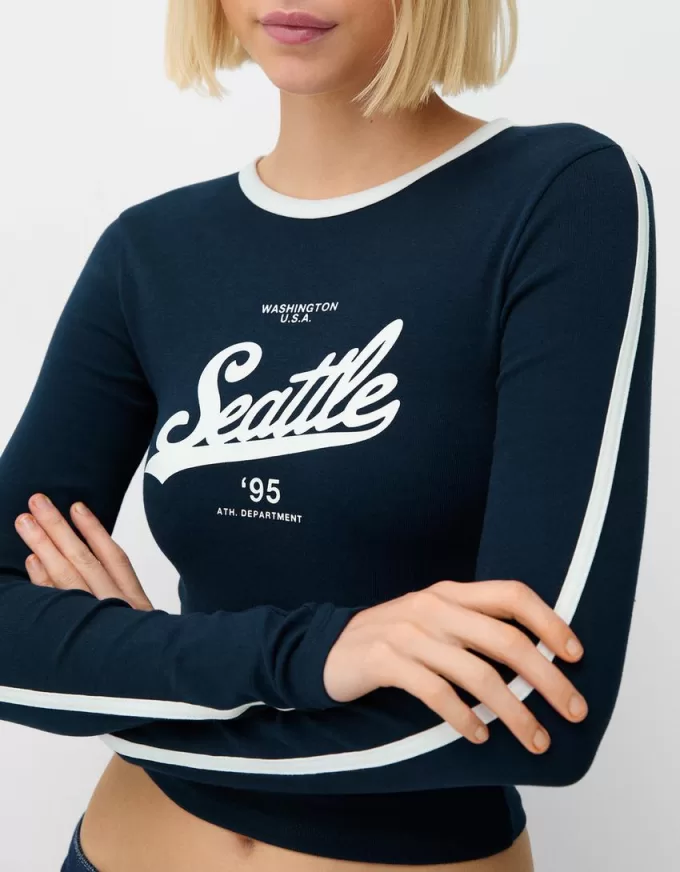 T-shirt a manica lunga con stampa