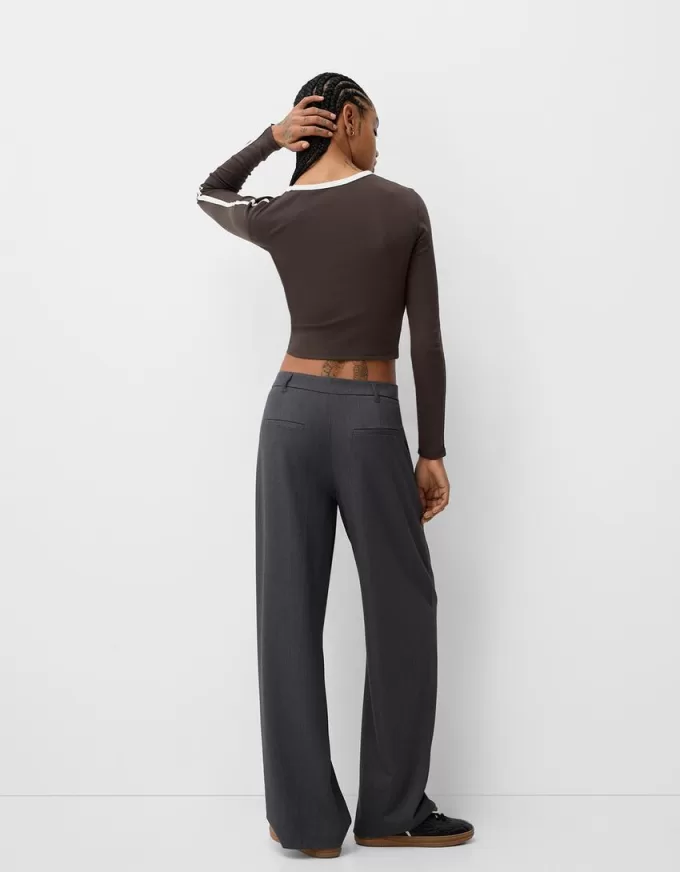 T-shirt a manica lunga con stampa e rifiniture