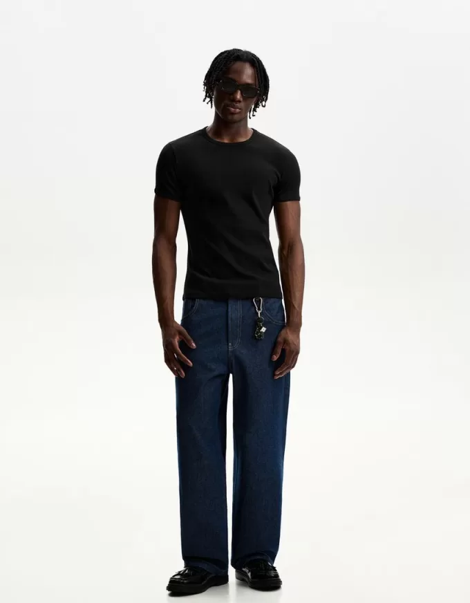 T-shirt a maniche corte a costine