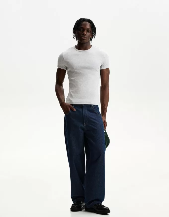 T-shirt a maniche corte a costine