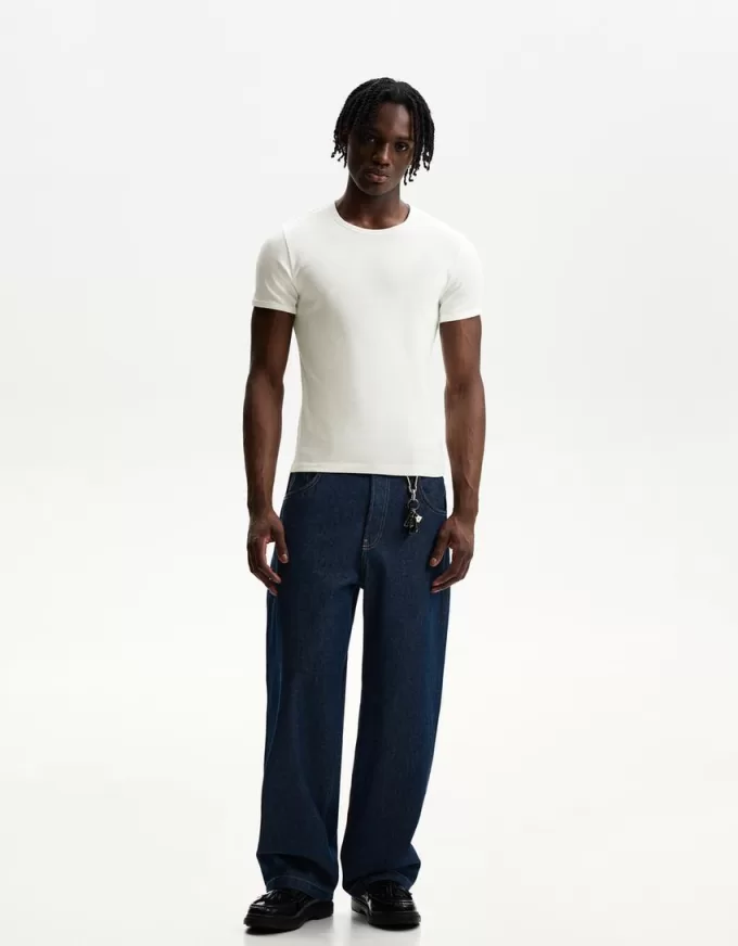 T-shirt a maniche corte a costine