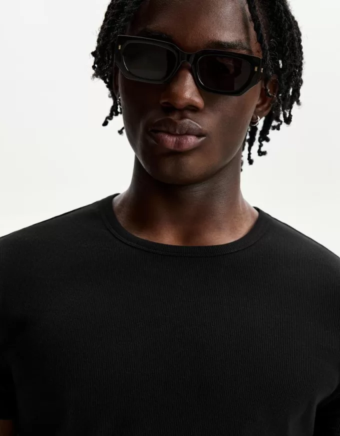 T-shirt a maniche corte a costine