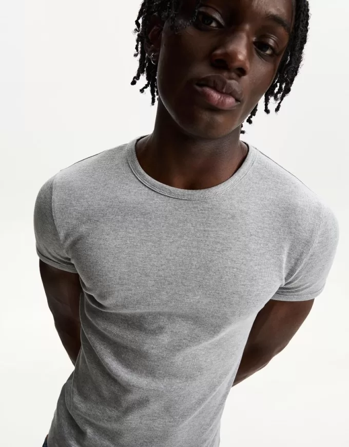 T-shirt a maniche corte a costine