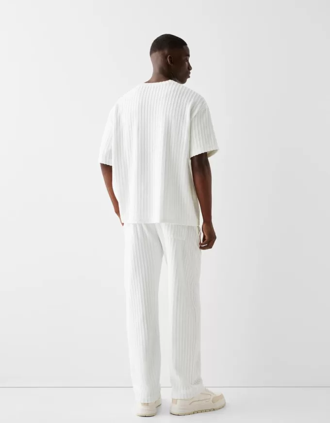 T-shirt a maniche corte a righe testurizzate