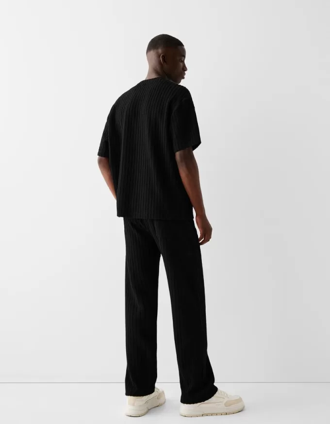 T-shirt a maniche corte a righe testurizzate