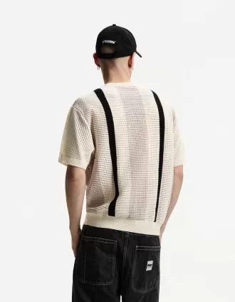 T-shirt a maniche corte a righe testurizzate