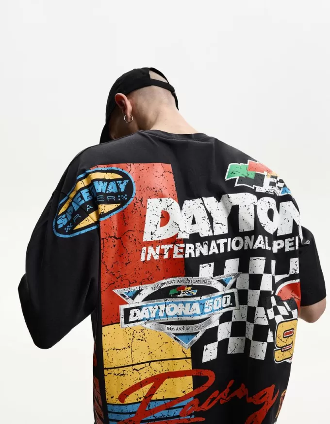 T-shirt a maniche corte con stampa Nascar