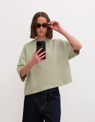 T-shirt a maniche corte dalla vestibilità squadrata in cotone pesante