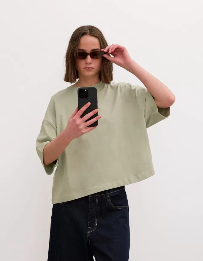 T-shirt a maniche corte dalla vestibilità squadrata in cotone pesante