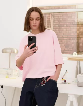 T-shirt a maniche corte dalla vestibilità squadrata in cotone pesante