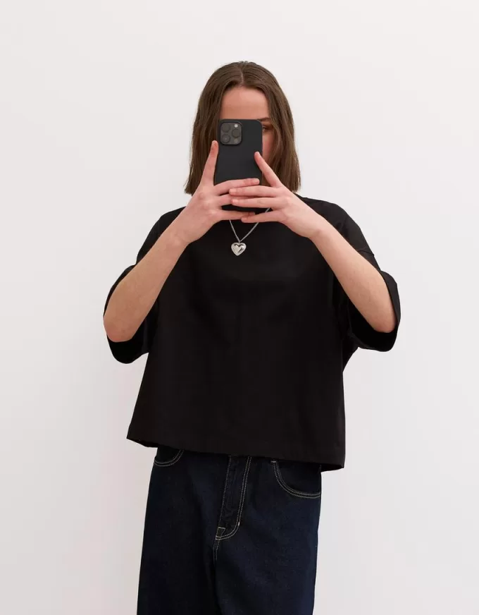 T-shirt a maniche corte dalla vestibilità squadrata in cotone pesante