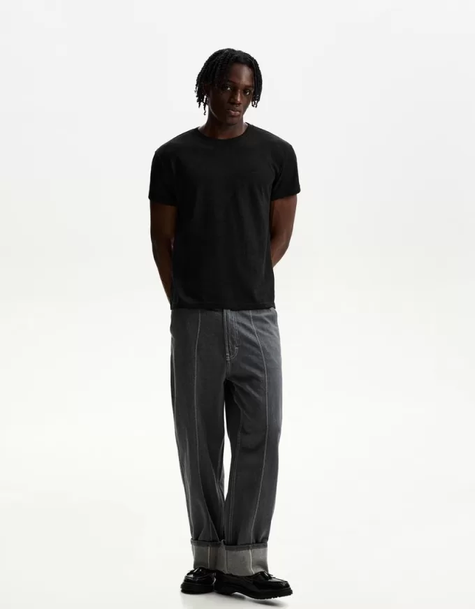 T-shirt a maniche corte effetto fiammato