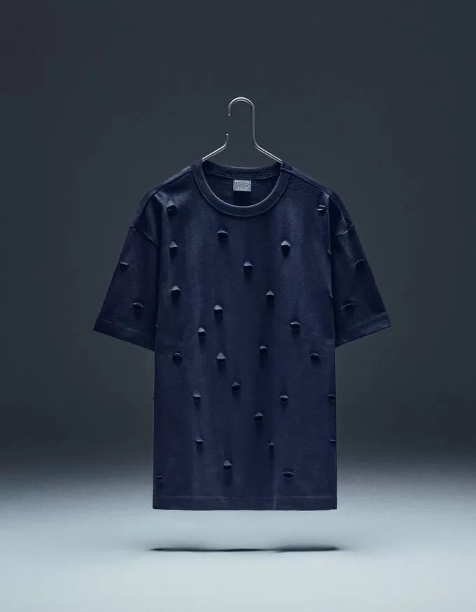 T-shirt a maniche corte in tessuto spesso con cuciture