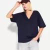 T-shirt a maniche corte scollo a V in cotone pesante
