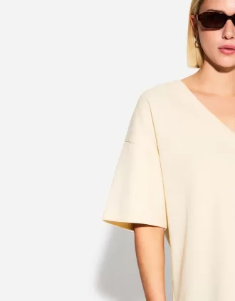 T-shirt a maniche corte scollo a V in cotone pesante