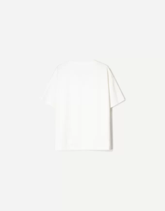 T-shirt a maniche corte scollo a V in cotone pesante