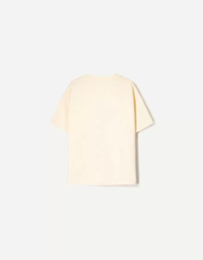 T-shirt a maniche corte scollo a V in cotone pesante