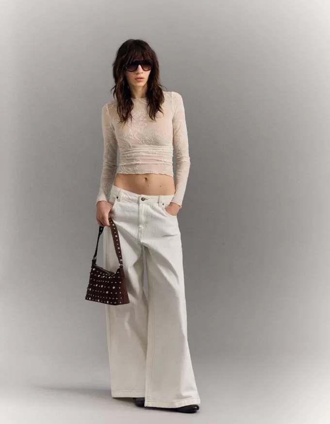 T-shirt a maniche lunghe con arricciatura