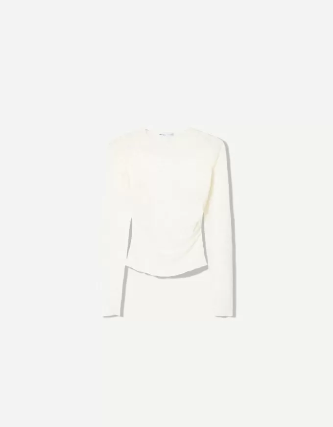 T-shirt a maniche lunghe con arricciatura