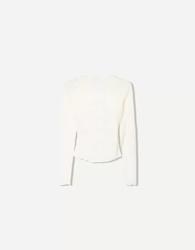 T-shirt a maniche lunghe con arricciatura