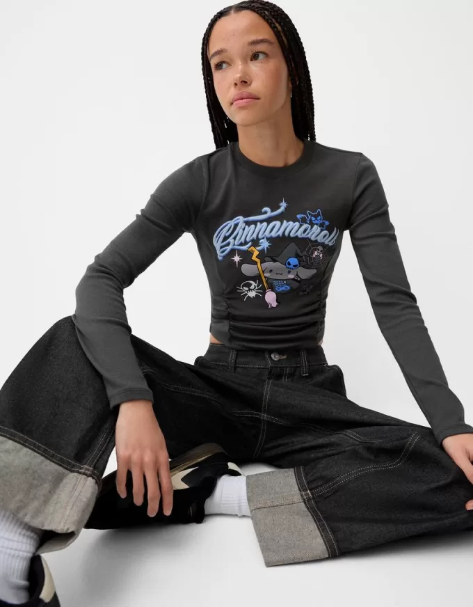 T-shirt a maniche lunghe con stampa Cinnamoroll