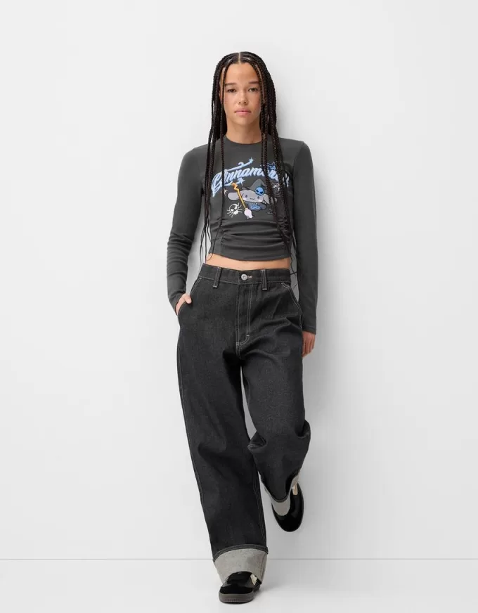 T-shirt a maniche lunghe con stampa Cinnamoroll