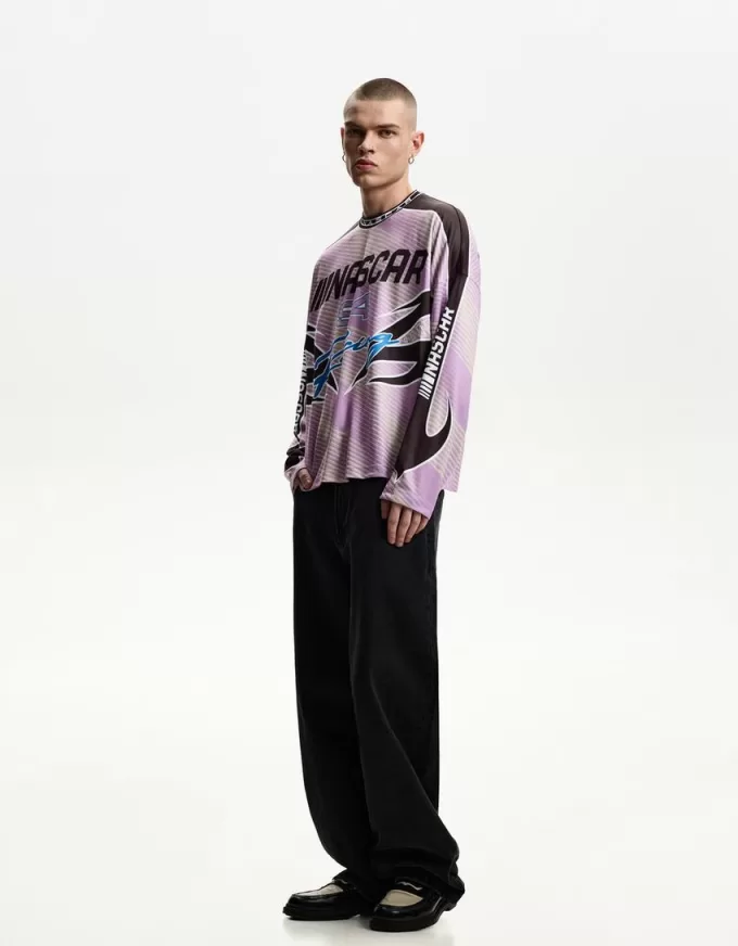 T-shirt a maniche lunghe con stampa Nascar