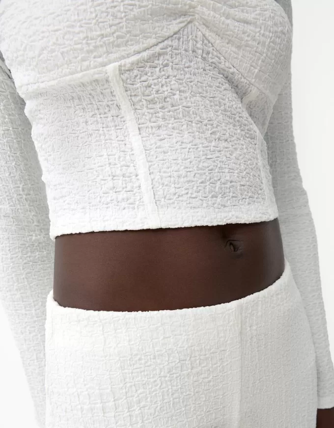 T-shirt a maniche lunghe in maglia waffle