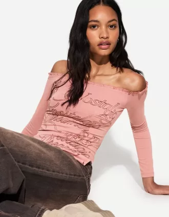 T-shirt asimmetrica a manica lunga