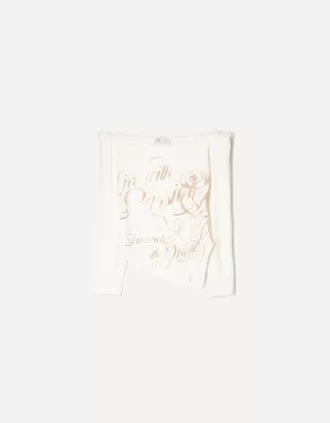 T-shirt asimmetrica a manica lunga