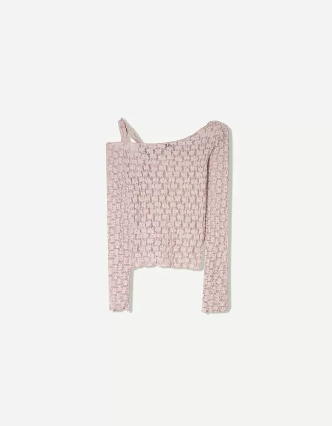 T-shirt asimmetrica a manica lunga