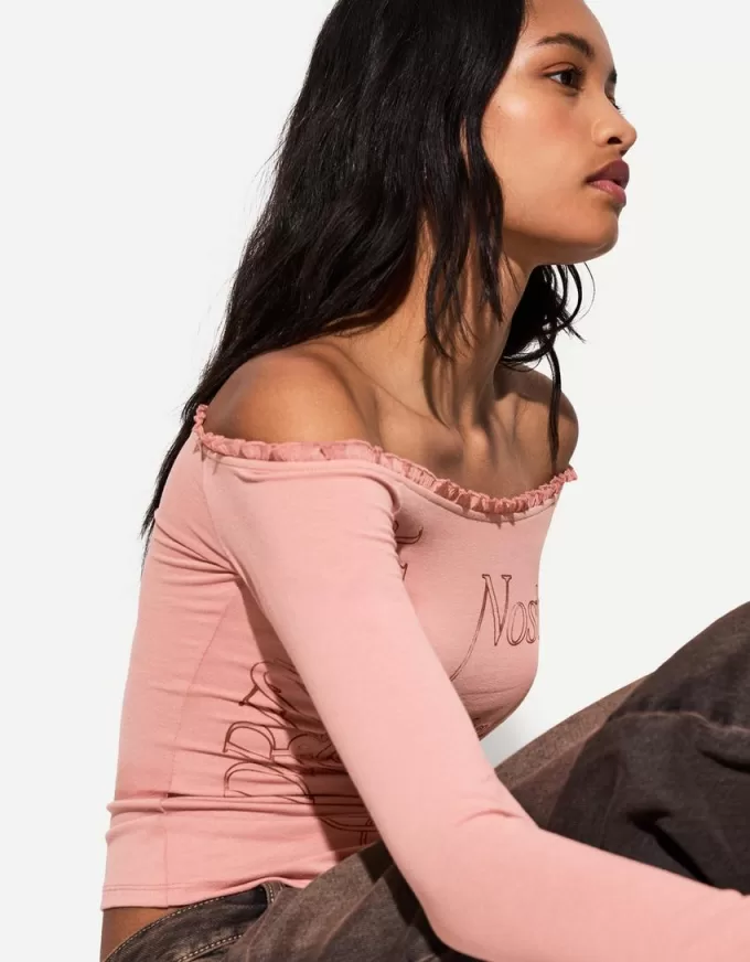 T-shirt asimmetrica a manica lunga