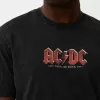 T-shirt con stampa AC/DC a maniche corte sbiadita