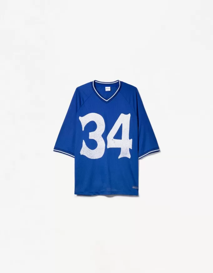 T-shirt con stampa sportiva in rete a maniche corte