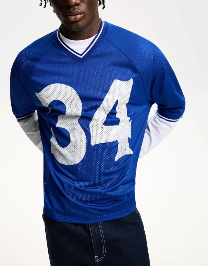 T-shirt con stampa sportiva in rete a maniche corte