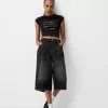 T-shirt cropped a manica corta con stampa
