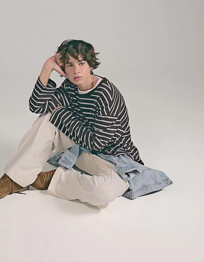 T-shirt in cotone a manica lunga