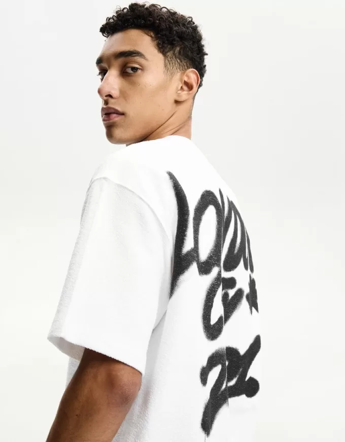 T-shirt in peluche stampata a maniche corte